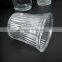 Cylinder shaped decorative clear glass flower vase with stripe pattern