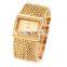 square crystal dial brand watch IP golden chain women bracelet wrist watches relogio feminino