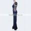 Exquisite Navy beaded big size women fishtail cut evening dress long best lady wedding gown dresses