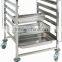 Stainless Steel Restaurant Serving Trolley with wheel