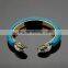 2016 Summer latest luxury snake jewelry high polishing gold stainless steel leather cuff bangle