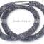 Hotting Sale Mesh Stardust Bracelet With Crystal , Magnetic Buckle 2 Round Length Mesh Bracelet for Woman
