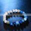White natural stone colourful crystal with silver beads pendant bracelet green