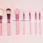 New arrival! 8pcs hello kitty makeup brushes professional pink plastic handle synthetic hair makeup brush set with mirror