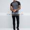 Custom Contrast Raglan Short Sleeve Button Placket Longline Grey men's Cotton/Spandex 200gsm Casual Slim Fit Polo Tshirt
