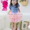 2015 Summer fashion children lace jeans cowboy dress tutu lace puffy dress for kids