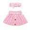 Latest Designer Cotton Skirt Kids Girl Short Dresses Matching Headband Sets