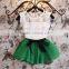 New 2pcs/set Baby Girl Children's Beauty Lace Agaric T-shirt Vest+ Mini Skirt Dress Bow Belt Skirt SV009464#
