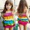 Beautiful girls Baby Swimsuit/Swimwear Children's swimwear six flouncing conjoined swimsuit rainbow baby girls bathing suit