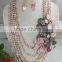 Light pink 8 layer necklace and earring jewelry set ! GF-1033!