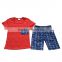 2017 New Design Remake Child Clothes red top and shorts Cloting Set little boys boutique