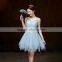 New 2016 Strapless Short Champagne Bridesmaid Dresses Sleeveless Chiffon Cheap Party Summer Dress Pink Blue White