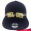 2017Popular black 6 panels gold embroidery stitch hip hop snapback cap and hat fitted cap