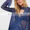 Long sleeve romantic lace crepe pieced Tunic