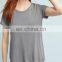 Ladies Grey Tops On Sale Short Sleeves Basic Tops With Frayed Asymmetric Hem