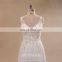 Backless real lace beaded chiffon bohemian wedding dress