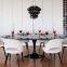 Modern furniture wood legs leisure fiberglass fabric armless dining chair