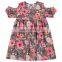 Grey Pink Floral Cold Shoulder Dress Baby Frock For 2 Year Old Baby New Model Girl Dress