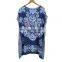Beach Tunic Navy Blue Vintage Kaftan Beach Bikini Cover Up Chiffon Loose Swimwear Summer Dress Women