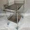 factory price 2-tier stainless steel instrument trolley clinic surgical trolley for hospital use