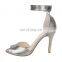 Peep toe med heels with hook & loop design women ankle strap harissa peep toe designer sandals shoes