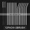 Hot Sale Manufacturer Custom Made 12 Pcs Bent And Straight Glass Drinking Straw 12-Pack Reusable Glass Straw
