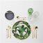 Gold Rimmed Palm Leaves Leaf Dining Table Set Ceramic Bone China Plate Wedding