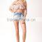 Designer Western Tops Images Women Off Shlouder Pink Floral Pattern Ruffle Crop Tops