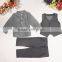 New arrival spring boy clothes sets gentleman boy three piece sets kids plaid t-shirt+pants+waistcoat outfits