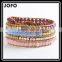 Glass Beads &Copper Beads Cowhide Rope Handwork Wrap Bracelet 5 Layer 1PC