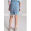 Fashion classic stretch elegant blue vertical stripes midi denim pencil skirt for lady
