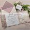 Embossed Tri-fold vintage wedding invitations with Ribbon Bow & Printing
