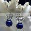 Lapis Butterfly Shaped Cabochon 925 Sterling Silver Earrings, Fashionable Bezel Earrings, Designer 925 Silver Earrings