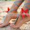 Girl's Barefoot Anklet Crochet Cotton Ankle Chain Sandal Bracelet Foot Jewelry