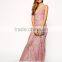 Fashion Plunging Neckline Maxi Dress Lace Sexy Night Dress for Women