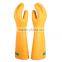 Yellow Color Anti electrical 35kv High voltage insulating long rubber gloves