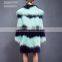 2016/2017 New Style Women Winter Contrast Color Long Hair Goat Fur Coat with Big Turnover Collar