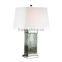 hot sale in India modern hotel table lamp with cuboid glass lampstand and white fabric shade