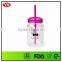 PS Plastic Type 720 ml Jar Mason With Straw and Flat Lid