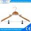 High quality wooden hanger with notches with metal chrome plate clip