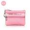 Boshiho multi color leather double zip custom coin pouch