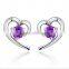 925 sterling silver crystal amethyst hot sale fashion teen earring