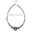 Stainless Steel Lobster Clasp Orange Beaded Necklace Earring Sets