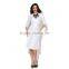 Pretty steps 2015 department store wanted high end pure white Pleated Bust Faux-Wrap Long Prom Dress