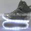 High Top Leather Unisex USB Charging Lace Up Led Shoes