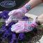 NMSAFETY EN388 13 gauge nylon or polyester liner coated flower print PU garden gloves