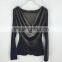 Long Sleeve High Quality Velvet Black Women Clothing Tops for Women 2016 Blouses