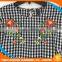 Women latest design custom embroidery check long sleeve shirt