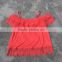 Stocklots ladies lace plain red boat neck t-shirts