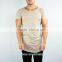 Hot Sale Scoop Neck Tee Shirt in Tan Short Sleeve Longline Curved Hem T Shirt OEM Gym Clothing Men